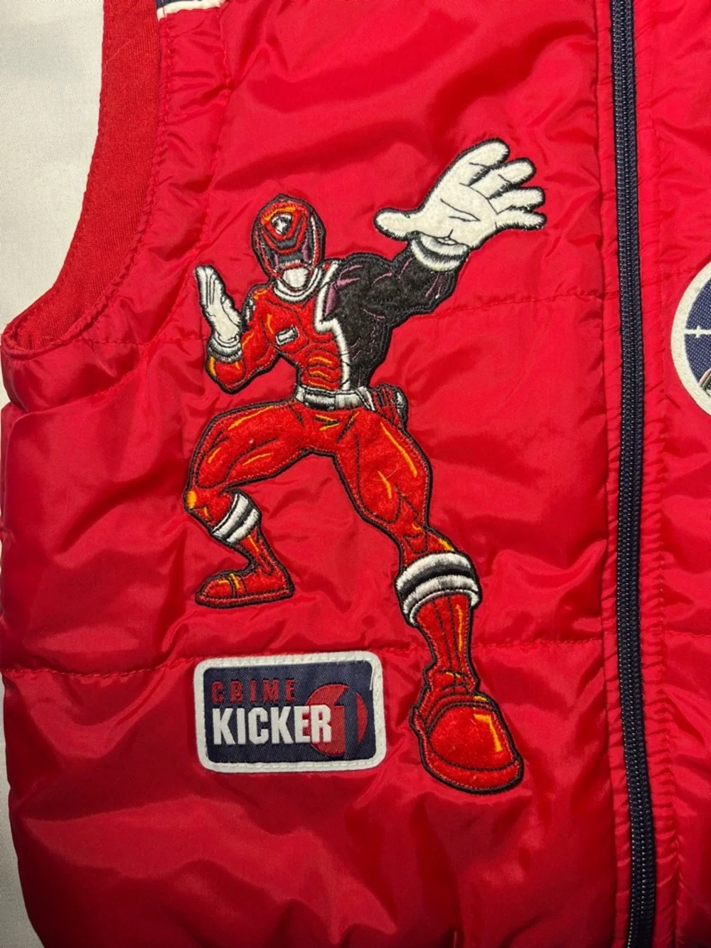 2005 Vintage Power‎ Rangers SPD Red Puffer Vest Kids 4T Patches Retro Zip Up